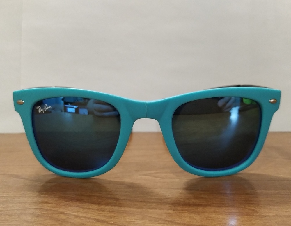 Ray-Ban Matte Blue and Black Folding Wayfarers